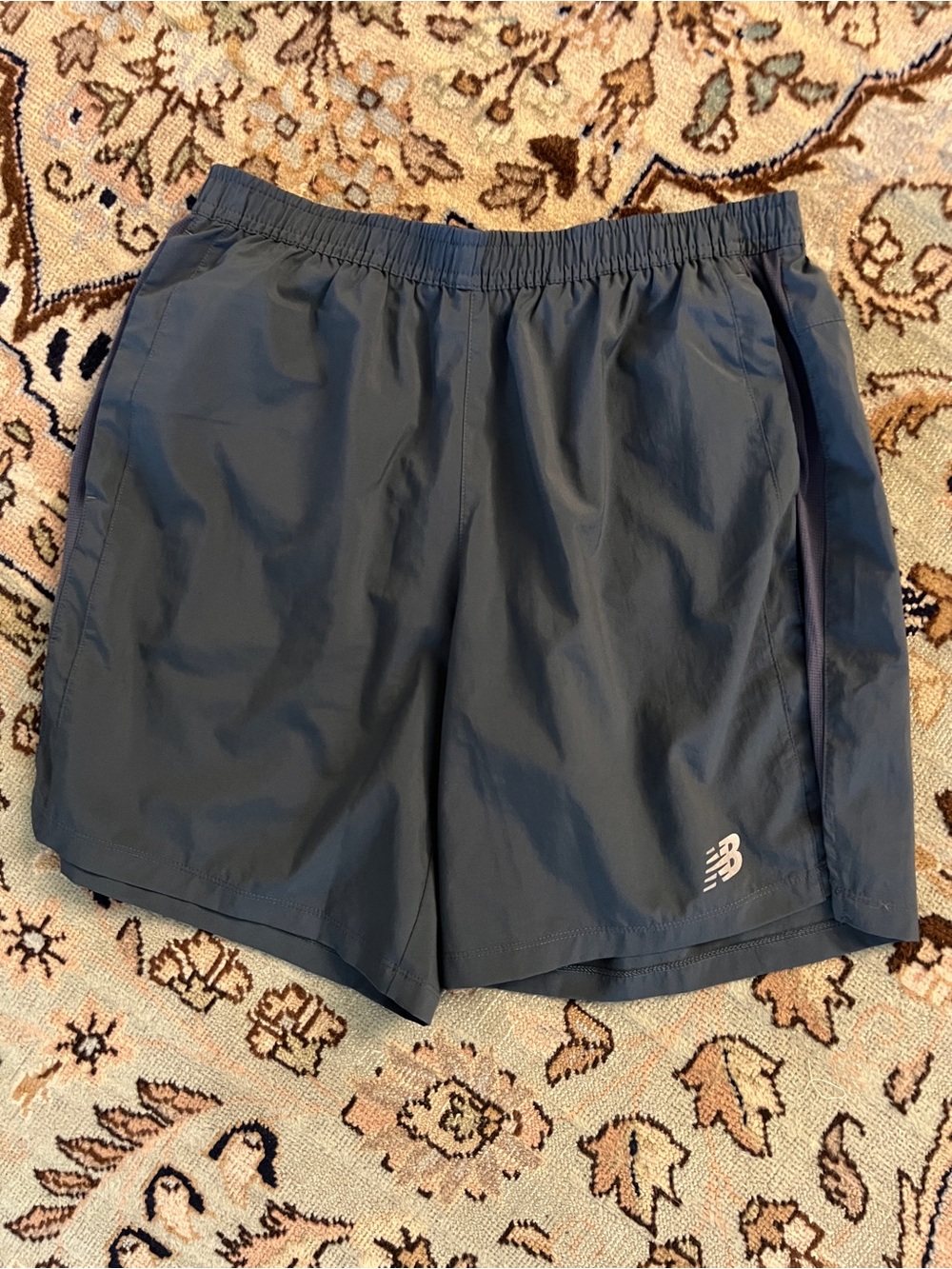 New Balance Dark Gray Running Shorts with White Logo